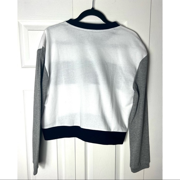 Tommy Hilfiger White Blue Grey Colorblock Long Sleeve Crew Shirt Size Medium - Picture 6 of 6